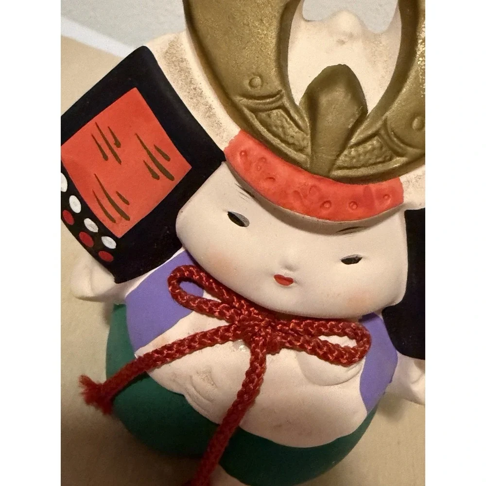 Japanese clay samurai doll produced by Kawasaki Co.